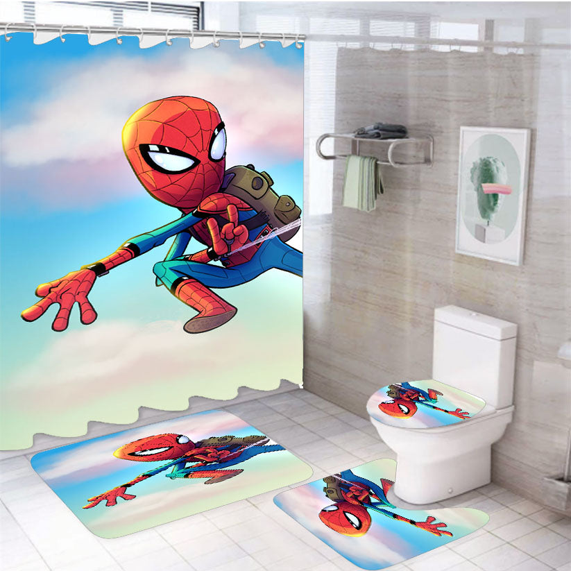 Spider Boy 4Pcs Bathroom Set Shower Curtain