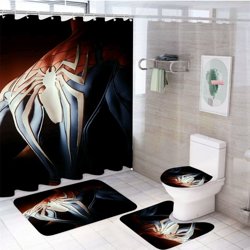 Spider Man Back Logo Costume 4Pcs Bathroom Set Shower Curtain