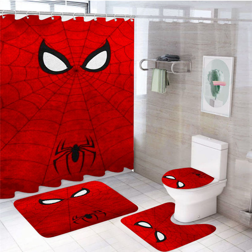 Spider Man Marvel Superhero 4Pcs Bathroom Set Shower Curtain