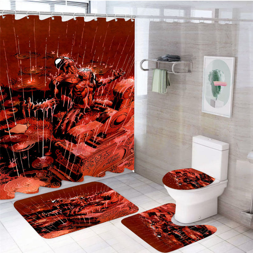 Spider Man Rage 4Pcs Bathroom Set Shower Curtain