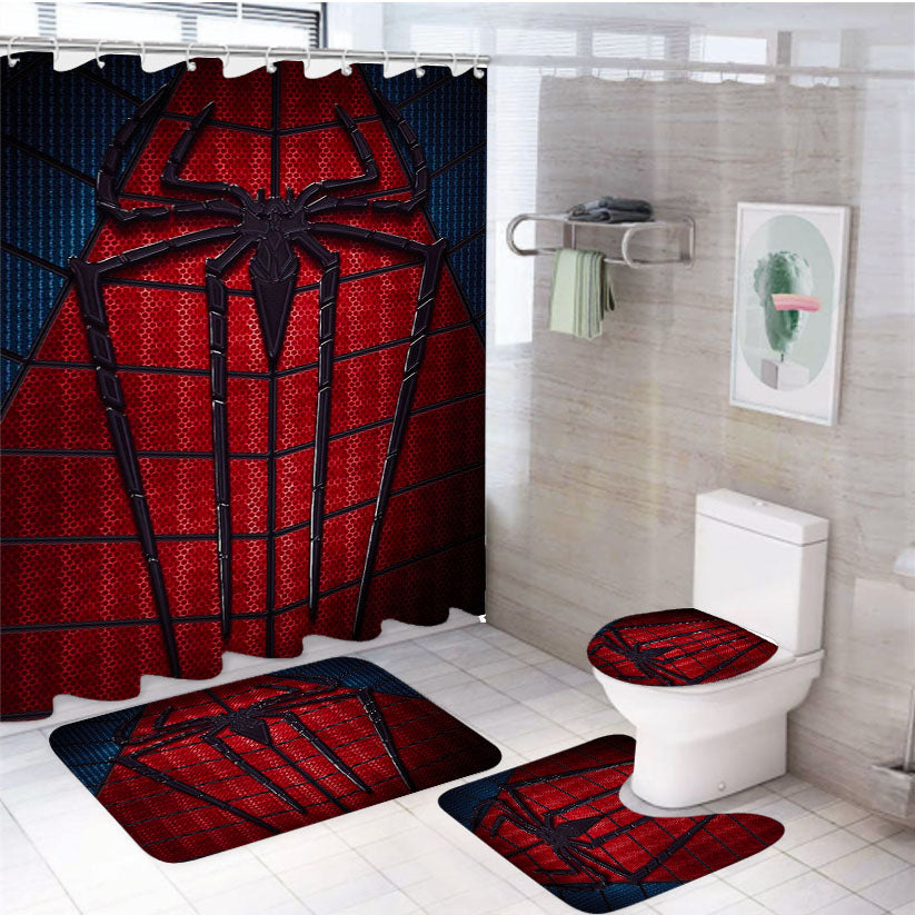 Spider Man Suit Logo 4Pcs Bathroom Set Shower Curtain