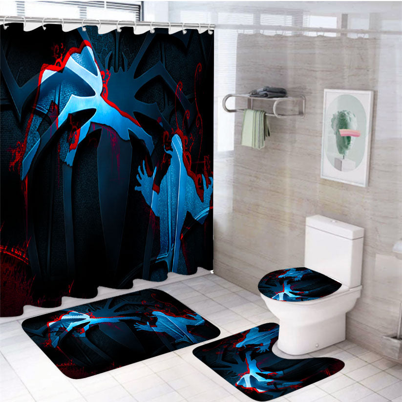 Spider Man Venom Logo 4Pcs Bathroom Set Shower Curtain
