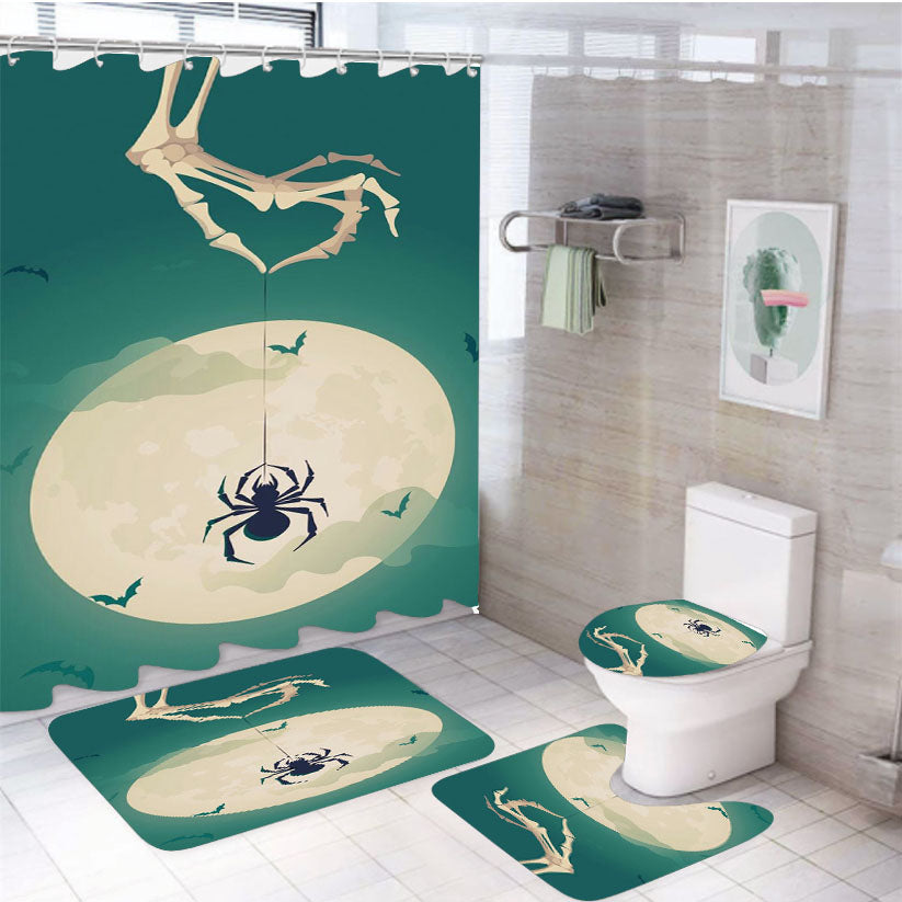 Spider Skull Hand 4Pcs Bathroom Set Shower Curtain