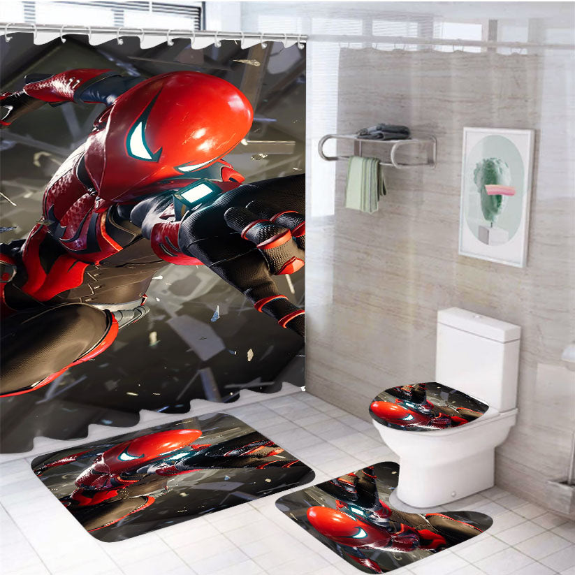 Spiderman 0 4Pcs Bathroom Set Shower Curtain