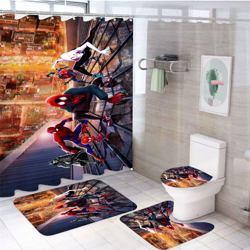 Spiderman Into The Spider Verse Collection 4Pcs Bathroom Set Shower Curtain