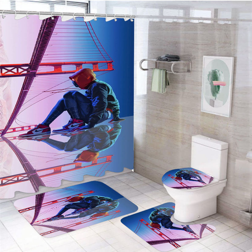 Spiderman On Behance 4Pcs Bathroom Set Shower Curtain