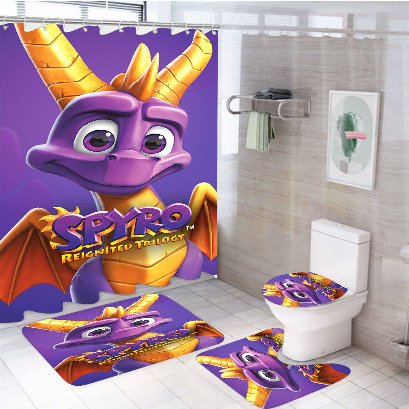 Spyro Reignited Trilogy Playstation Game 4Pcs Bathroom Set Shower Curtain
