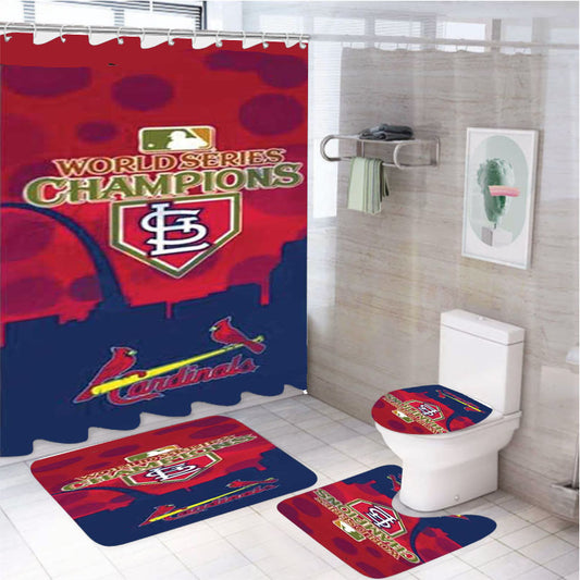 St Louis Cardinals Champ Silhouette 4Pcs Bathroom Set Shower Curtain