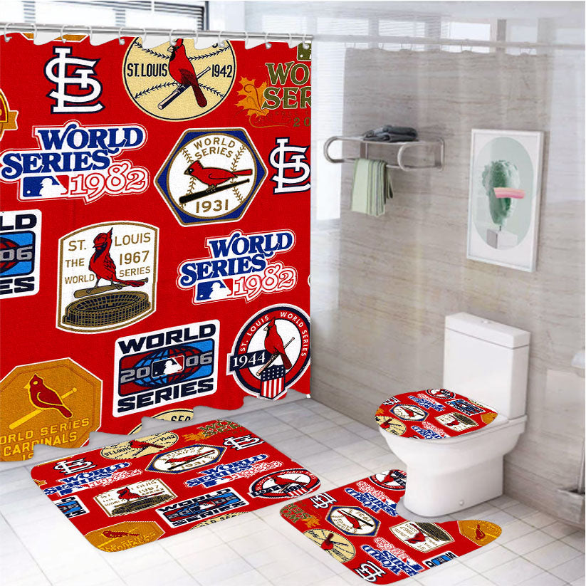St Louis Cardinals World Series Emblem 4Pcs Bathroom Set Shower Curtain
