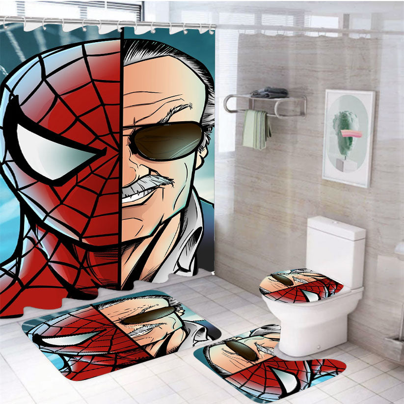 Stan Lee Vs Spider Man 4Pcs Bathroom Set Shower Curtain