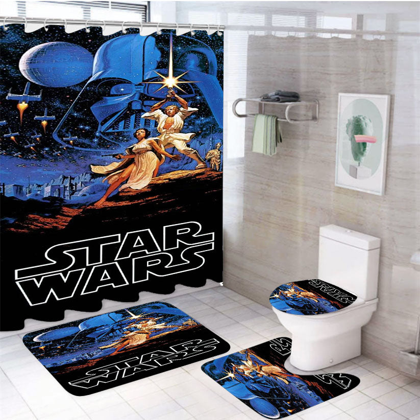 Star Wars A New Hope Episode Iv Original Poster 4Pcs Bathroom Set Shower Curtain