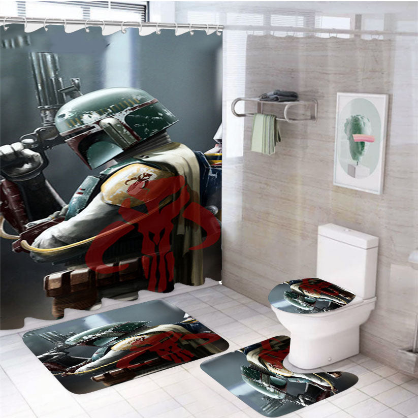Star Wars Boba Fett Cool 4Pcs Bathroom Set Shower Curtain