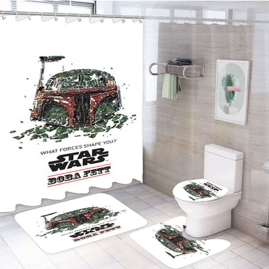 Star Wars Boba Fett Forces Shape 4Pcs Bathroom Set Shower Curtain