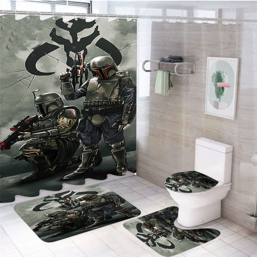 Star Wars Boba Fett Mandalorian Art 4Pcs Bathroom Set Shower Curtain