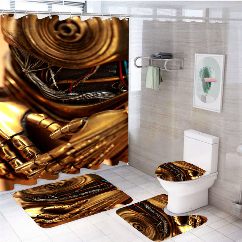 Star Wars C3Po 4Pcs Bathroom Set Shower Curtain