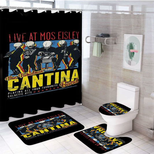 Star Wars Cantina Band On Tour 4Pcs Bathroom Set Shower Curtain