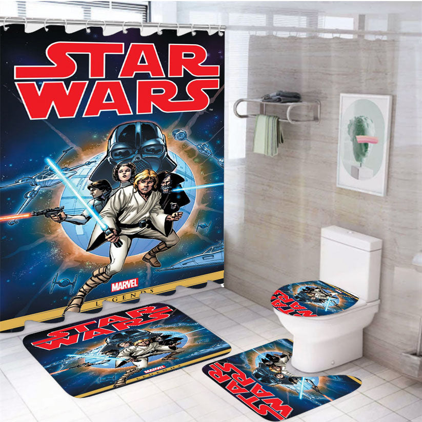 Star Wars Classic 4Pcs Bathroom Set Shower Curtain