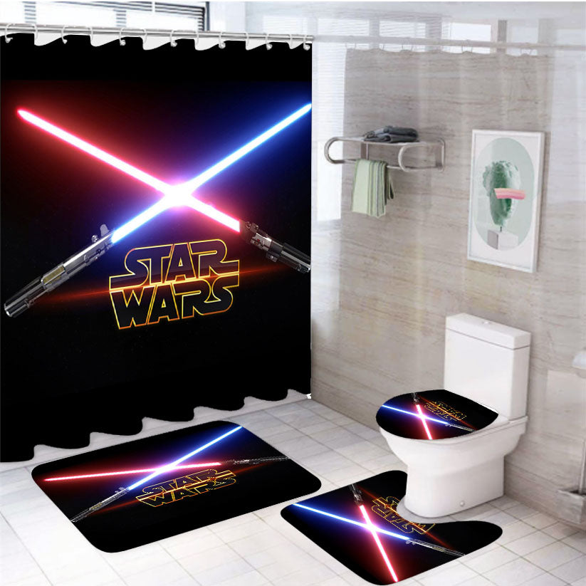 Star Wars Dark Side Vs Light Side 4Pcs Bathroom Set Shower Curtain