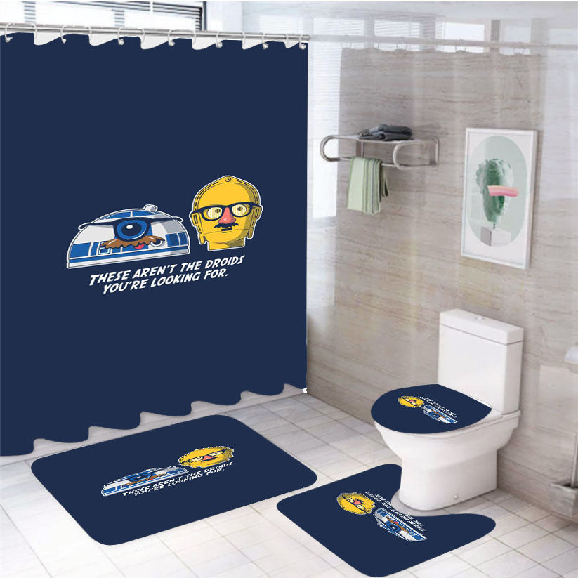 Star Wars Droids Quotes 4Pcs Bathroom Set Shower Curtain