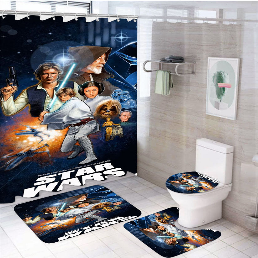 Star Wars Episode Iv 4Pcs Bathroom Set Shower Curtain
