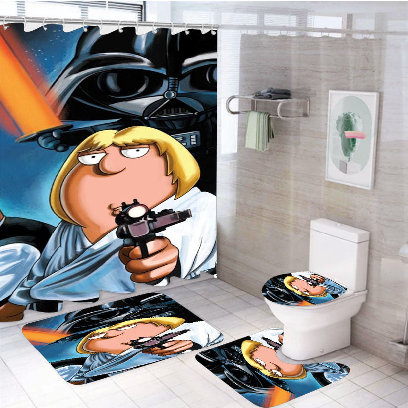 Star Wars Family Guy Invasion 4Pcs Bathroom Set Shower Curtain