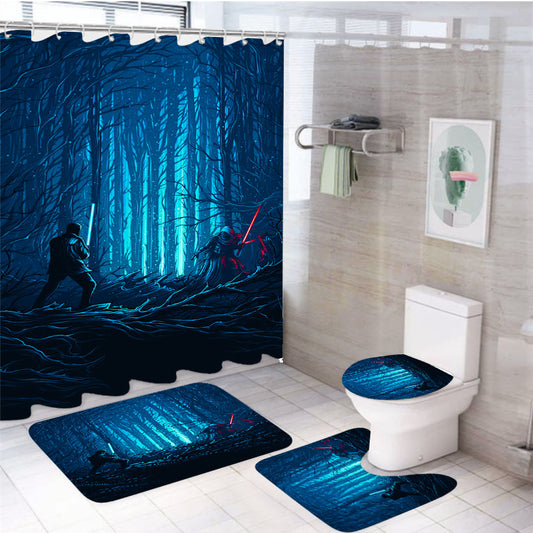 Star Wars Finn Vs Kylo Ren 4Pcs Bathroom Set Shower Curtain