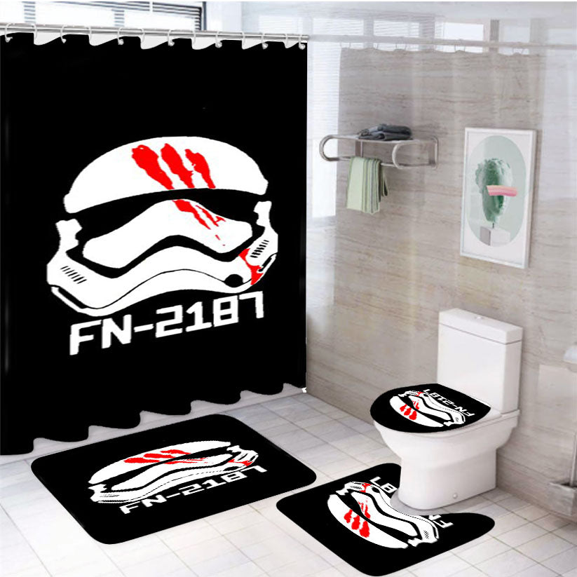 Star Wars Fn 2187 Movies Finn Storm Trooper Graphic 4Pcs Bathroom Set Shower Curtain