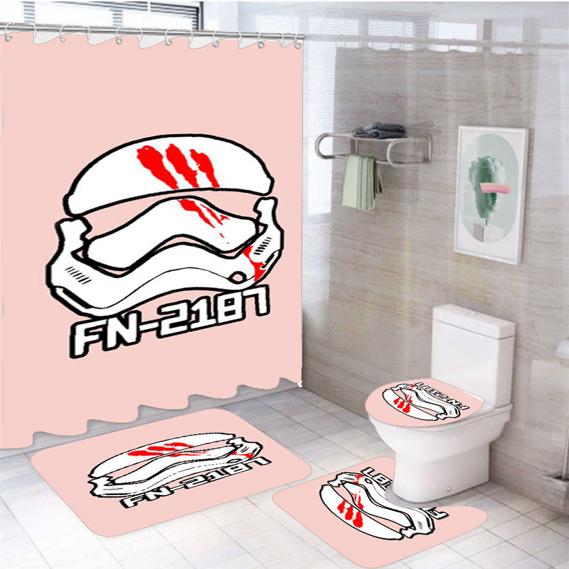 Star Wars Fn 2187 Movies Finn Storm Trooper Graphic Pink 4Pcs Bathroom Set Shower Curtain