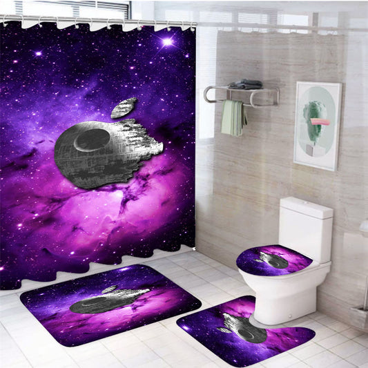 Star Wars Inspired Death Star Apple In Galaxy 4Pcs Bathroom Set Shower Curtain