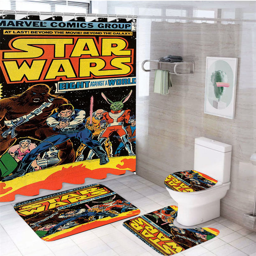 Star Wars Marvel Group 4Pcs Bathroom Set Shower Curtain