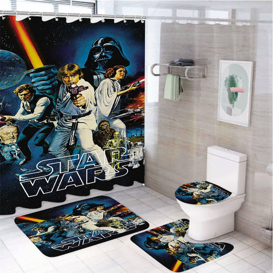 Star Wars Poster 4Pcs Bathroom Set Shower Curtain