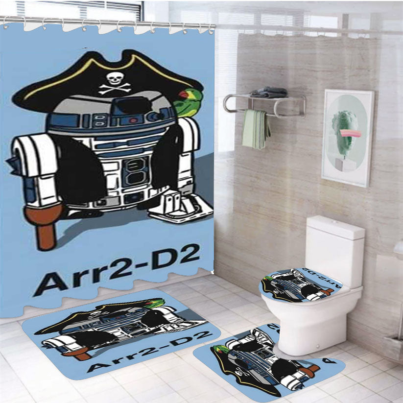 Star Wars R2D2 Pirate 4Pcs Bathroom Set Shower Curtain