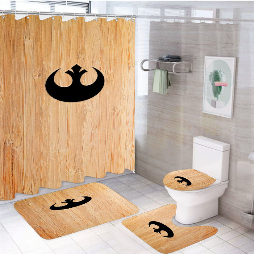 Star Wars Rebel Alliance Symbol Wood 4Pcs Bathroom Set Shower Curtain