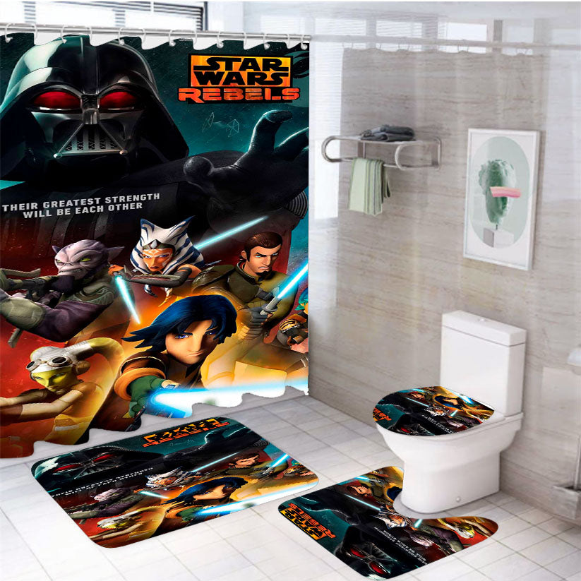 Star Wars Rebels Disney Game 4Pcs Bathroom Set Shower Curtain
