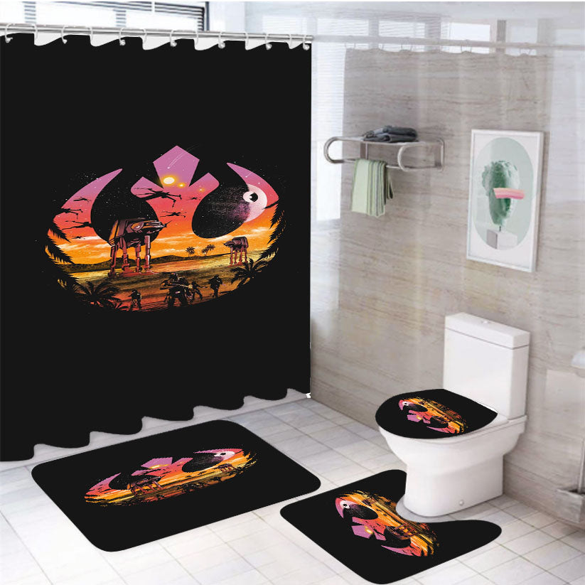 Star Wars Rebels Planet Art 4Pcs Bathroom Set Shower Curtain