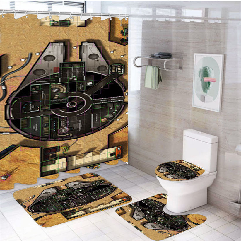 Star Wars Ship Map 4Pcs Bathroom Set Shower Curtain