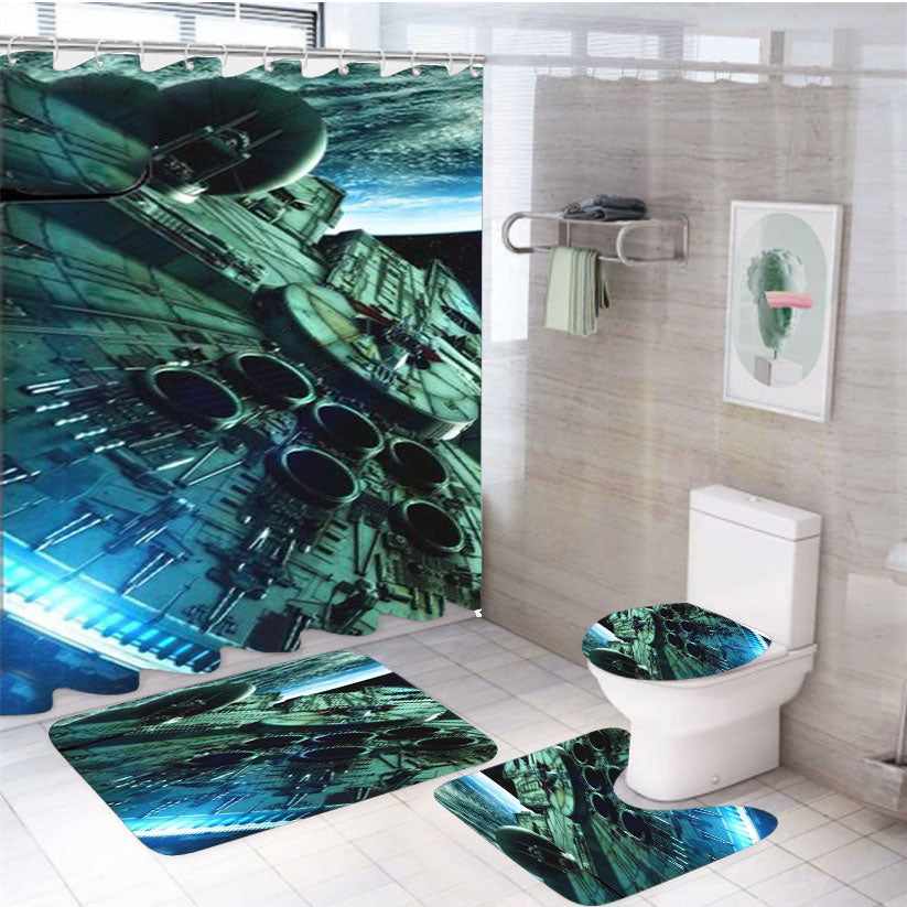 Star Wars Spaceship Planet 4Pcs Bathroom Set Shower Curtain