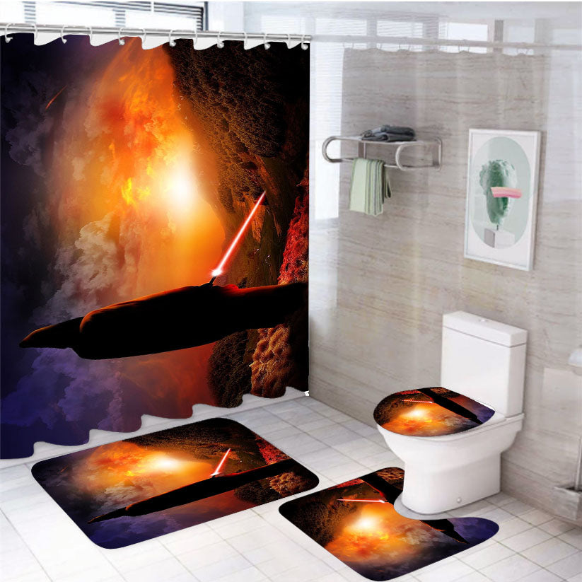 Star Wars Sunset Wallpaper 4Pcs Bathroom Set Shower Curtain