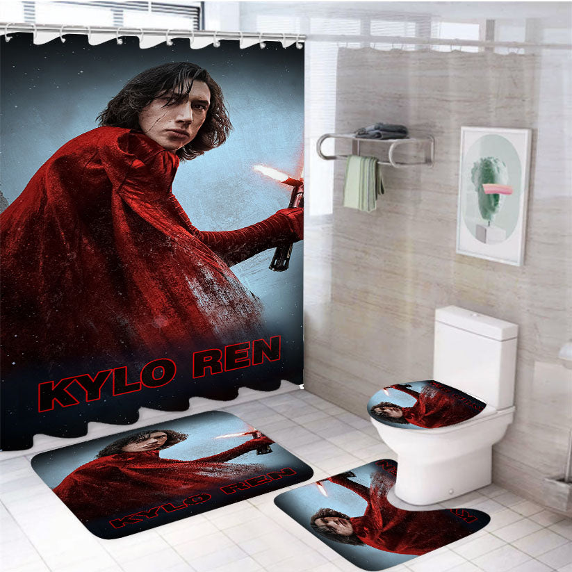 Star Wars The Last Jedi Kylo Ren Poster 4Pcs Bathroom Set Shower Curtain