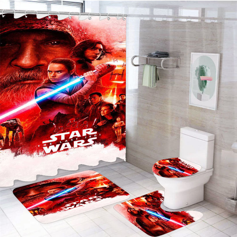 Star Wars The Last Jedi Movie 4Pcs Bathroom Set Shower Curtain
