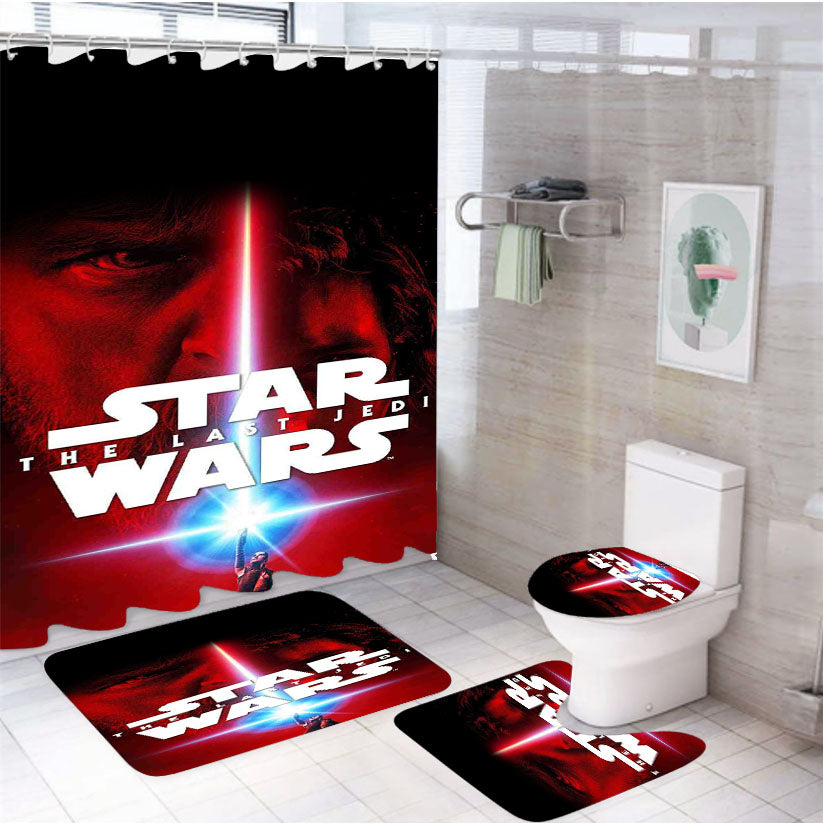 Star Wars The Last Jedi Poster 4Pcs Bathroom Set Shower Curtain