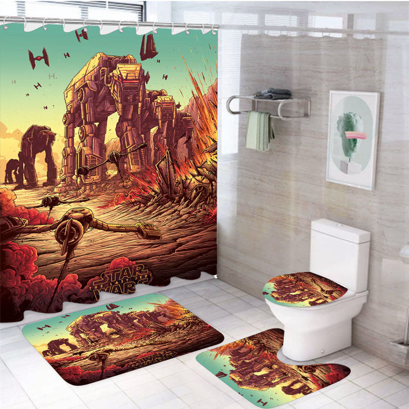 Star Wars The Last Jedi The Battle Of Crait 4Pcs Bathroom Set Shower Curtain
