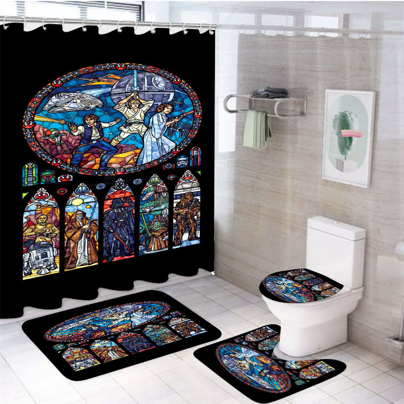 Star Wars Wallpaper 4Pcs Bathroom Set Shower Curtain