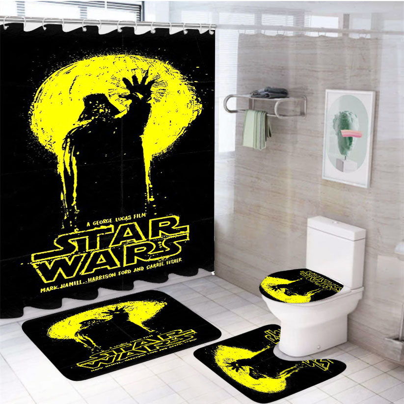 Star Wars Yellow 4Pcs Bathroom Set Shower Curtain