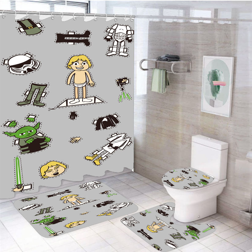 Stars Wars Costume Set 4Pcs Bathroom Set Shower Curtain