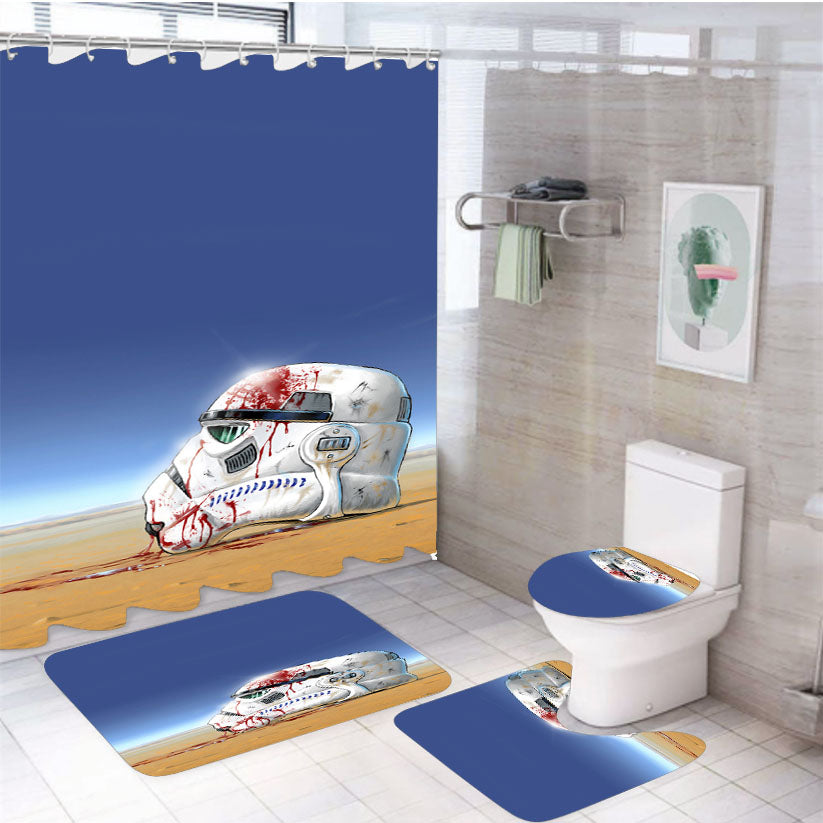 Start Wars Disney Cartoon Space 4Pcs Bathroom Set Shower Curtain