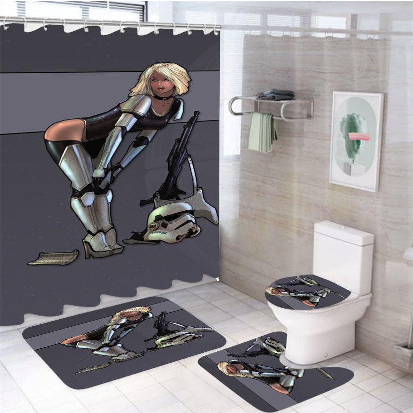 Start Wars Disney Fake 4Pcs Bathroom Set Shower Curtain