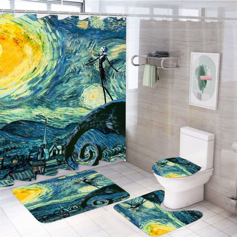 Stary Night Tardis Nightmare 4Pcs Bathroom Set Shower Curtain