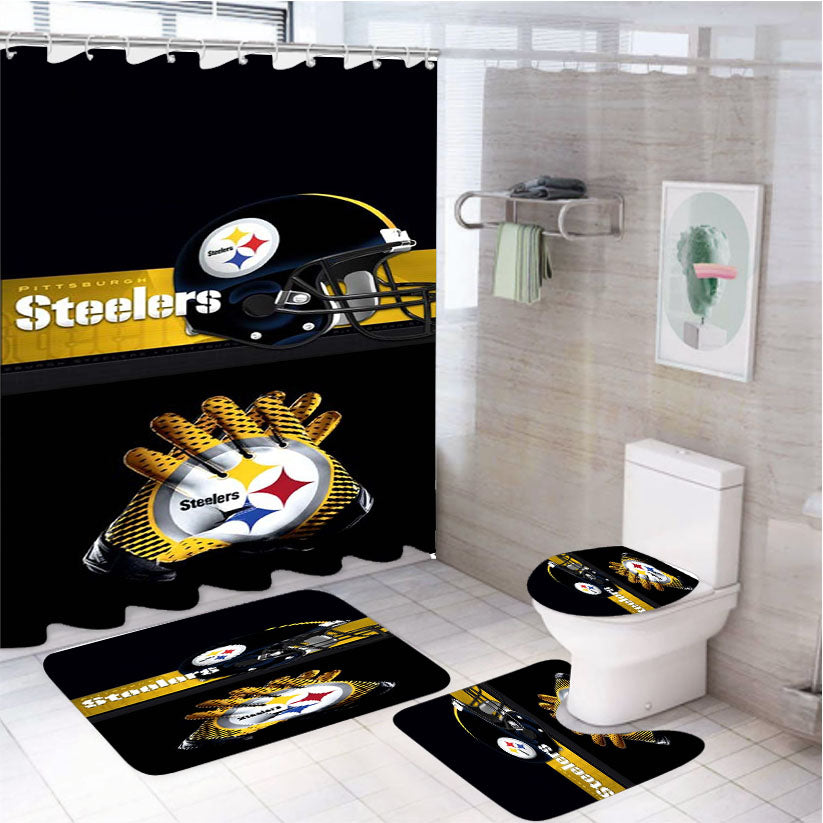 Steelers Pittsburgh 4Pcs Bathroom Set Shower Curtain