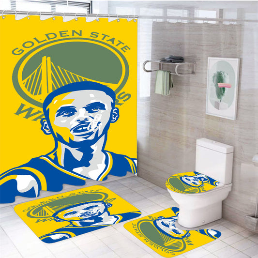 Stephen Curry Passion Illusration 4Pcs Bathroom Set Shower Curtain